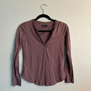 Abercrombie and Fitch Dark Mauve Collared Quartet Sleeve Top